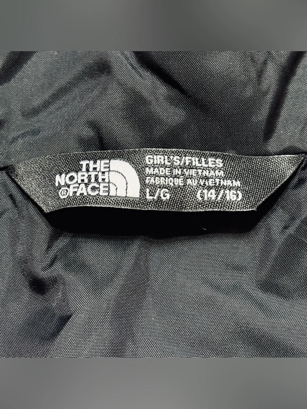 The North Face Girls Precita Rain Jacket Large 14/16 Black White Static Stripe